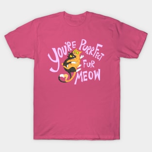 You're Purrfect Fur Meow (Pink Text) T-Shirt